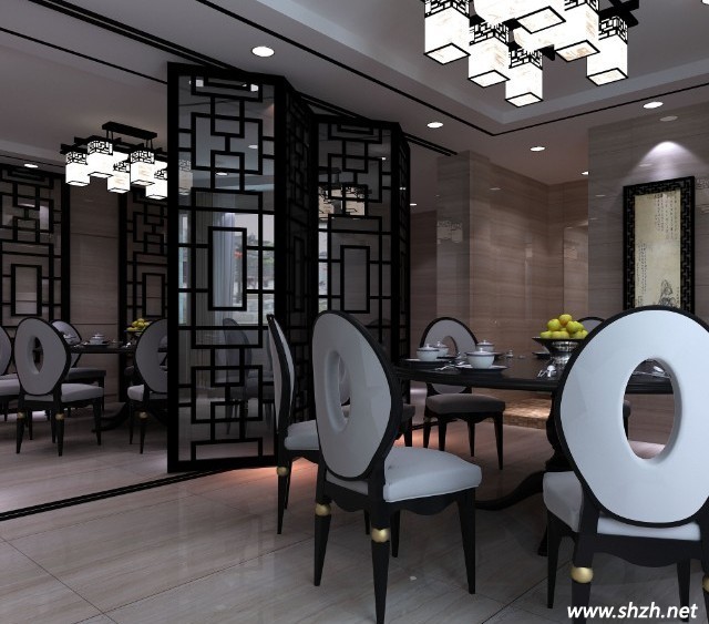 中式風格裝修 餐廳裝修效果 屏風