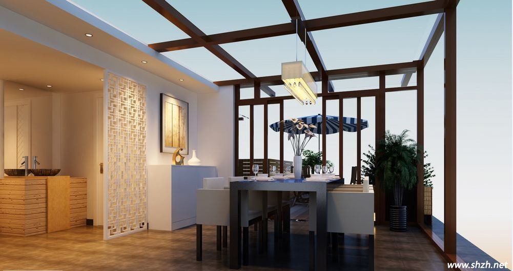 新中式風(fēng)舊房陽(yáng)臺(tái)改餐廳